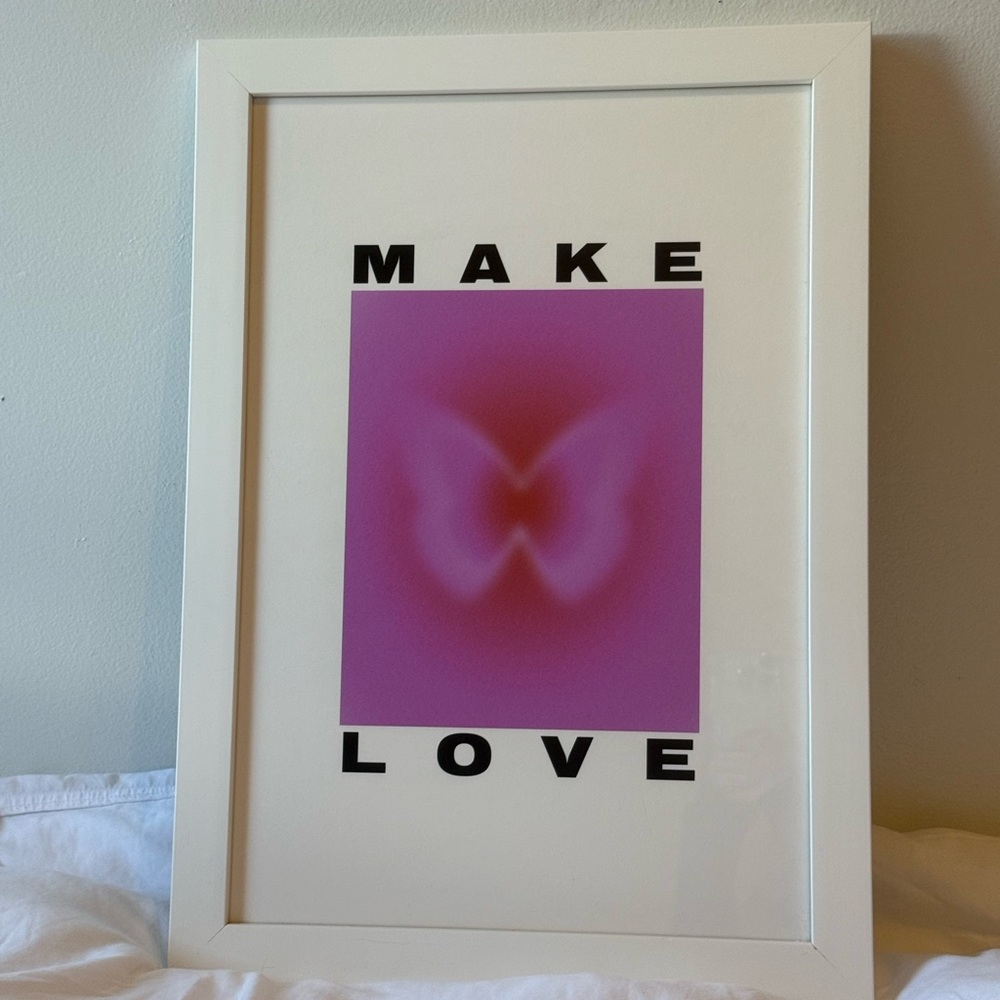 Tiger Spirit Prints Make Love Framed Art Print with Pink Butterfly